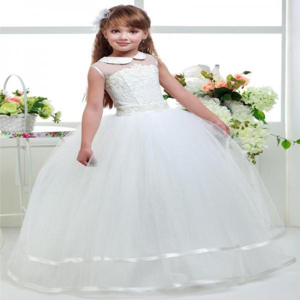 2016 Little Girls Princess First Communion Dresses Appliques Flower ...