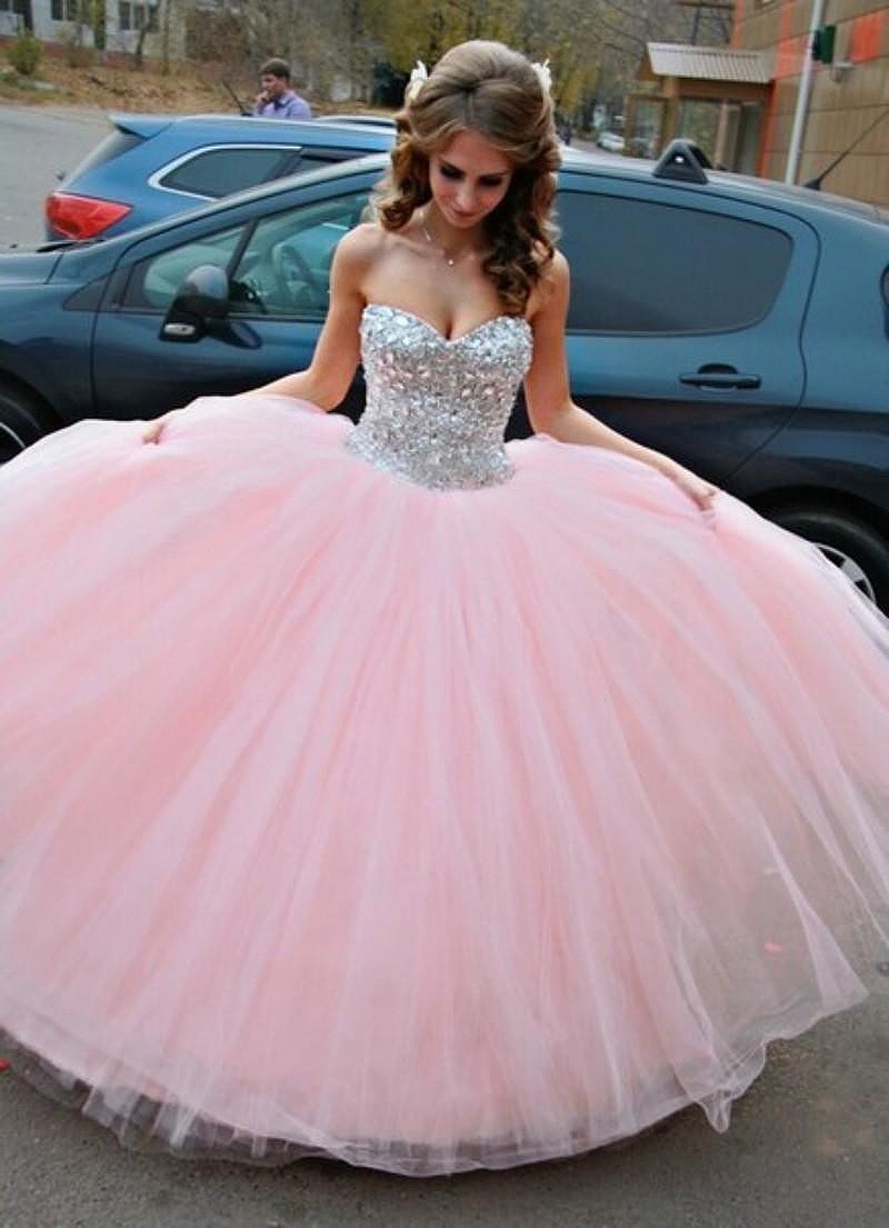 Sparkle Crystals Sweet Dresses Sweetheart Ball Gown Pink Quinceanera Dresses Party Dress On Luulla